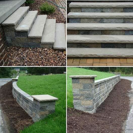 Stone steps and retaining walls